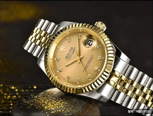 Vista 3 de LOREO Mens Full Gold Watch Automatic Mechanical Gilded Steel Self-Wind Sapphire Glass Dress Waterproof Watch