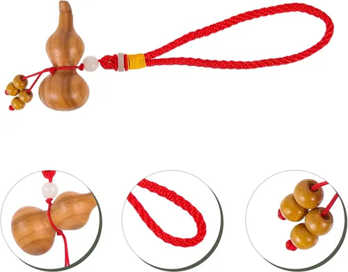 Vista 4 de FOMIYES Accesorios colgantes para espejo de coche, llavero chino de calabaza de madera de Feng Shui, llavero de calabaza Wu Hulu, llavero