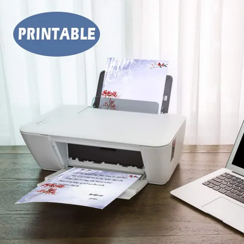 Vista 3 de Stationary - Juego de papel de escritura japonés de papelería, paquete de 48 papeles y sobres, diseño de pintura a tinta, 48 papeles fijos + 24