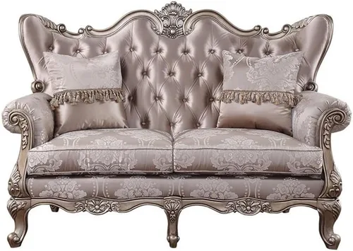 Vista 3 de Acme Jayceon - Sofá biplaza de tela copetudo con 2 almohadas en color beige champán