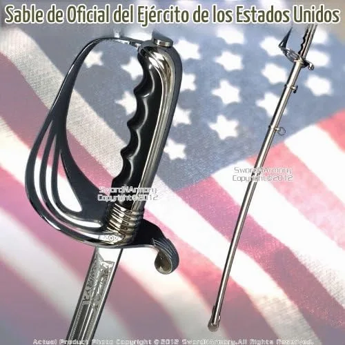Vista 2 de Espada Ceremonial Militar Oficial del Ejército de los Estados Unidos Sable Ácido Grabado Hoja