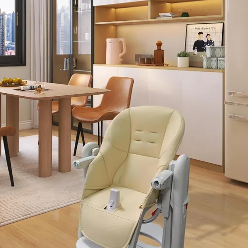 Vista 2 de LAFANDE Fundas para silla alta para bebé, cojín para silla de comedor de bebé, cojín transpirable, piel sintética con asiento acolchado para Peg
