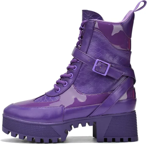 Vista 2 de Cape Robbin Hot Rod - Botas de combate para mujer, botas de plataforma con tacones de bloque gruesos, botas altas para mujer