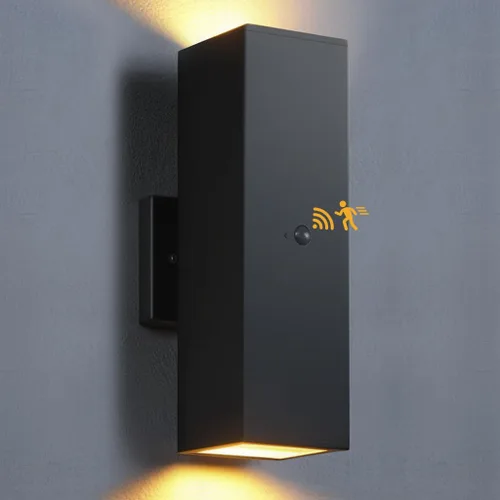 Vista 20 de SHIMR Luces de pared para exteriores modernas al atardecer al amanecer, aplique exterior cuadrado negro mate con bombillas incluidas, iluminación