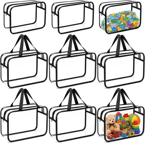 Vista 8 de Bolsas de almacenamiento de juguetes extra grandes de 12.6 x 9.25 x 6.9 pulgadas, 6 paquetes de bolsas organizadoras de juguetes transparentes