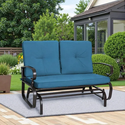 Vista 7 de Incbruce Silla Mecedora Deslizante para Exteriores Banco Deslizante de Patio para 2 Personas, Asiento Loveseat de Porche Juego de Sillas de Patio