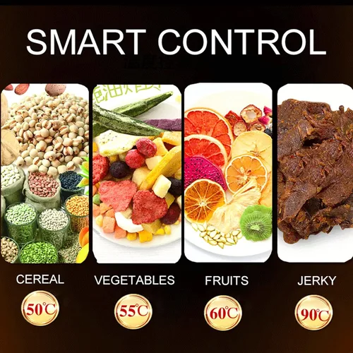Vista 7 de Máquina deshidratadora de alimentos comercial de 16 bandejas – Marco de acero inoxidable, temporizador y control de temperatura, doble capa