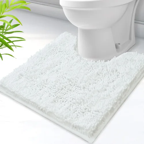 Vista 15 de Alfombras de baño en forma de U, alfombras de baño de felpilla súper absorbentes y respaldo antideslizante de PVC fuerte para inodoros, lavables a