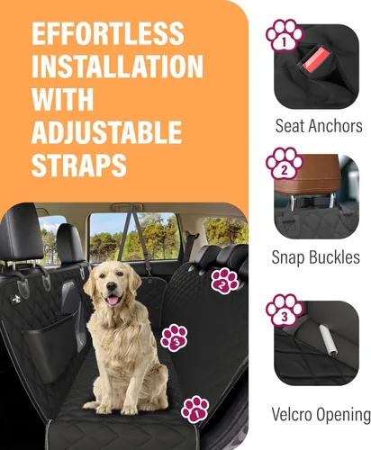 Vista 4 de Active Pets - Funda de asiento trasero para perros, hamaca XL para perro con ventana de malla, antideslizante, impermeable, protector de asiento