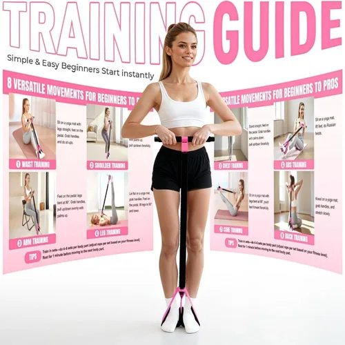 Vista 5 de Bandas de resistencia de pedal mejoradas con asas, tubos de látex gruesos y pedal de pie de tela de espuma suave para abdomen, cintura, brazo