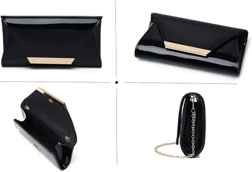 Vista 2 de MUDUO Bolso de mano de charol para mujer, bolso de noche, M