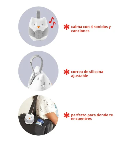 Vista 3 de Skip Hop - Máquina de sonido portátil para bebé, Stroll & Go, diseño de búho