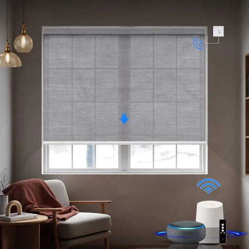 Vista 17 de Persiana enrollable motorizada de filtrado de luz funciona con HomeKit, Alexa, Google, persianas inteligentes 50% opacas para ventanas con motor
