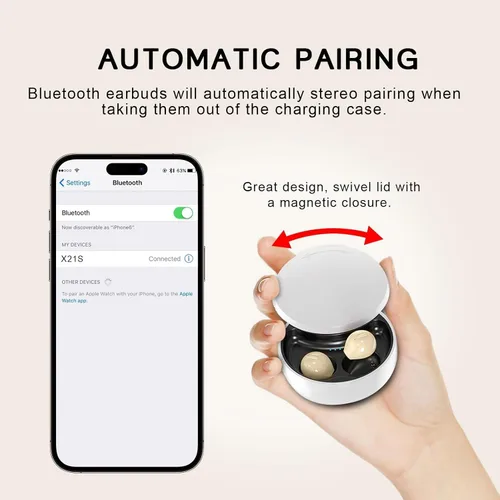 Vista 7 de Auriculares invisibles para dormir, auriculares Bluetooth más pequeños, mini auriculares inalámbricos discretos, auriculares Bluetooth pequeños