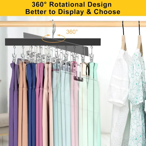 Vista 2 de Organizador de leggings para armario, perchas para pantalones con clips con capacidad para 20 leggings, jeans, sombreros, pantalones cortos