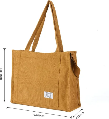 Vista 2 de Valleycomfy Bolsos de mano de pana casuales vintage para mujer, bolso cruzado para mujer, bolso de hombro de viaje, bolso ecológico