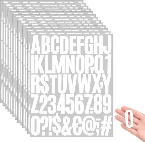 Vista 21 de Qilery 32 hojas de 0.5 pulgada de calcomanías de letras y números autoadhesivas, letras de vinilo alfabéticas de gran fuente, etiquetas de números