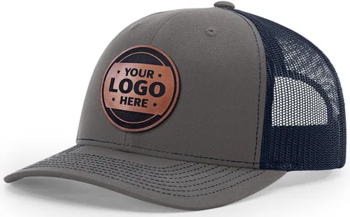 Vista 11 de Sombrero de parche de cuero de camionero personalizado grabado con láser