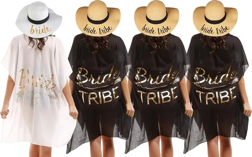 Vista 2 de Funky Junque Sombrero de playa para mujer, salida de baño, novia, tribu, dama de honor, paquete
