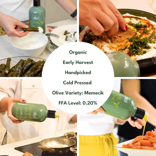 Vista 5 de Olizzi Aceite de oliva orgánico de primera calidad extra virgen – galardonado, cosecha temprana, rico en polifenoles, primer prensado en frío