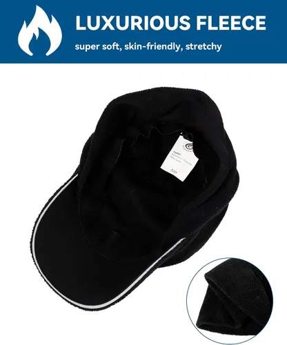 Vista 6 de Gisdanchz Sombrero de cola de caballo de forro polar elástico para mujer con orejeras - Sombrero de invierno con agujero vertical para cola