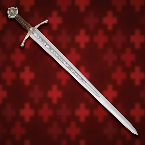 Vista 2 de Espada Medieval Hecha a Mano The Accolade Réplica de la Espada de los Caballeros Templarios, Espada Vikinga con Vaina, Hoja de Acero Inoxidable