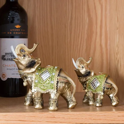 Vista 6 de Estatua de elefante, escultura de elefante de Feng Shui, figura de riqueza de la suerte para el hogar, oficina, tienda, decoración de regalo