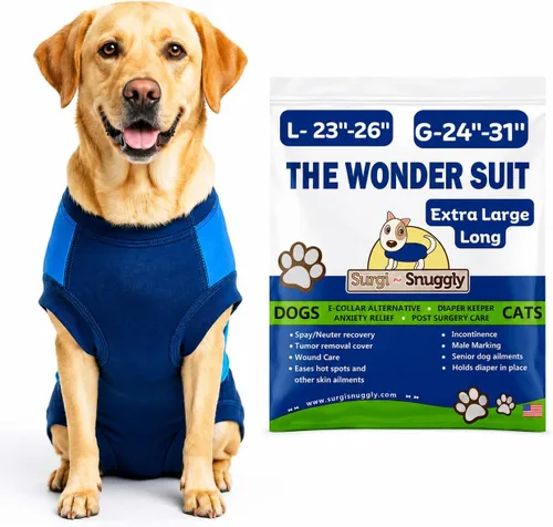 Vista 12 de SurgiSnuggly Traje de Recuperación Quirúrgica Inventado por Veterinarios para Perros Hembra o Macho, Esterilización, Castración, Mameluco, El Traje