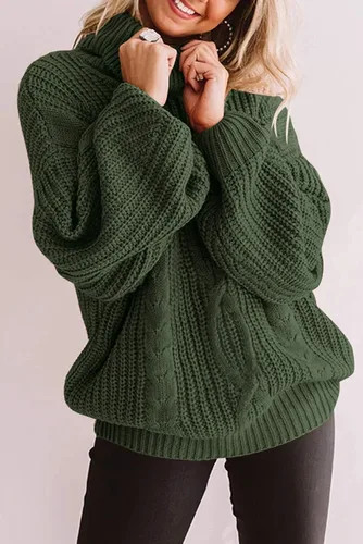 Vista 9 de ZESICA Women's 2023 Fall Long Sleeve Turtleneck Chunky Knit Loose Oversized Sweater Pullover Jumper Tops