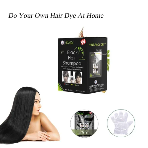 Vista 7 de Champú de tinte instantáneo para el cabello Champú semipermanente para el cabello - 10 bolsas/caja (negro)