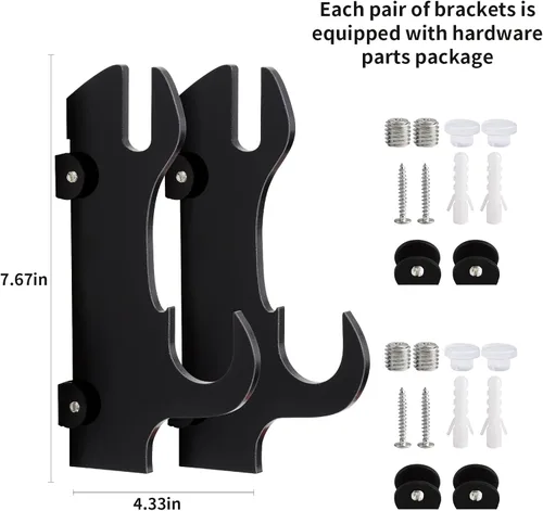 Vista 3 de Soporte de pared para katana - Soporte de espada de plexiglás negro - Soporte para espada samurái