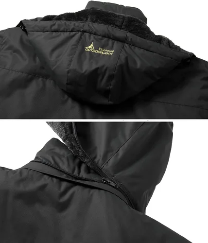 Vista 5 de MANSDOUR Chaqueta de senderismo para hombre, impermeable, cálida, forro polar, para invierno, snowboard, cortavientos, con capucha