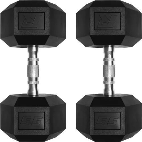 Vista 19 de RitFit Juego de mancuernas hexagonales revestidas de PVC de 5 a 650 libras con estante opcional para gimnasio en casa, peso de mano con mango
