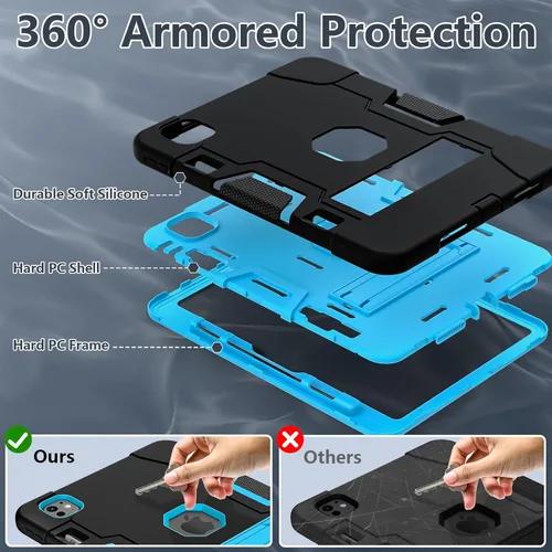 Vista 3 de TSQQST Funda para iPad Pro de 11 pulgadas Funda M4 5ª generación 2024, iPad Pro 11 Funda con soporte para lápiz + soporte, funda protectora