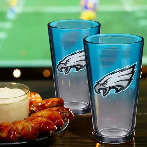 Vista 8 de The Memory Company Juego de 2 vasos con licencia de la NFL, diseño ombre, Philadelphia Eagles