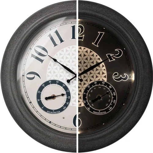 Vista 11 de Presentime & Co. Reloj iluminado para exteriores de 18 pulgadas, resistente al agua, reloj de pared grande iluminado con termómetro e higrómetro