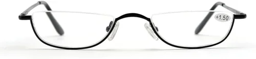 Vista 5 de ZUVGEES Gafas de lectura vintage de aleación semi sin montura para hombres y mujeres, medio marco, gafas delgadas con estuche elegante T0340
