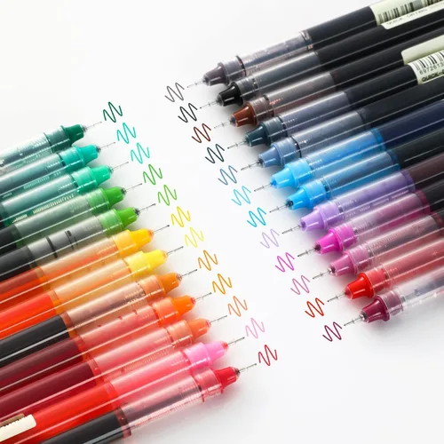 Vista 6 de USUAL 24 unidades de bolígrafos de tinta de gel, bolígrafos de tinta líquida, bolígrafos multicolor de 0.5 mm de punta fina, bolígrafos de escritura