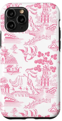 Vista 29 de Preppy Pink Willow Pattern Chinoiserie Toile Case for iPhone 17
