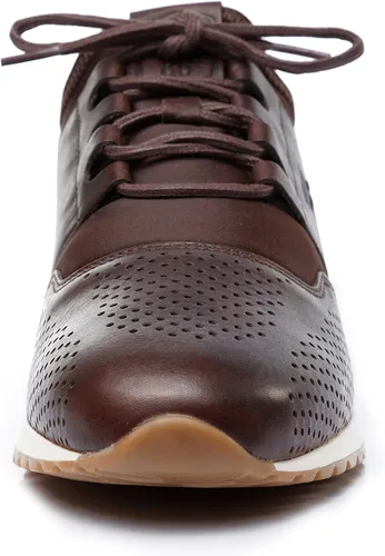 Vista 9 de VELEZ Zapatillas de cuero para hombre - Zapatos de vestir casuales de negocios - Tenis de moda con cordones