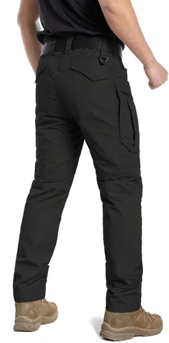 Vista 3 de CARWORNIC Pantalones tácticos ligeros para hombre, pantalones cargo militares Ripstop, resistentes al agua, pantalones de trabajo para senderismo al