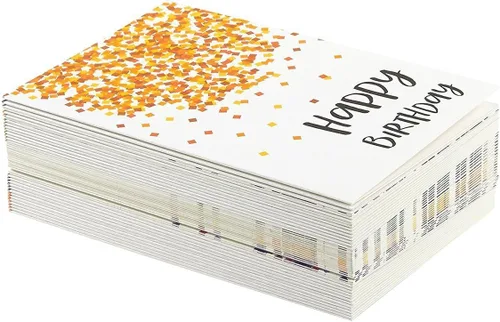 Vista 8 de Tarjetas de felicitación de cumpleaños, 4 x 6 pulgadas, paquete de 48, diseño de confeti multicolor, interior en blanco con sobres para fiestas