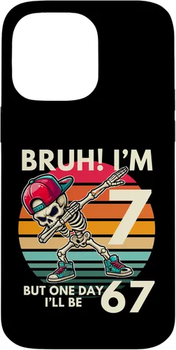 Vista 21 de Bruh I'm 7 But One-Day I'll Be 67 Retro 7th Birthday Kids Case for iPhone 17