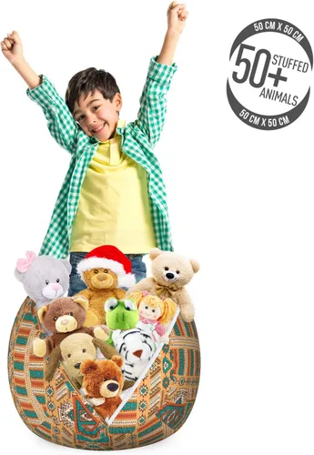 Vista 3 de Ambesonne Silla tribal de almacenamiento para juguetes, patrón de tribu secreta en estilo bohemio, organizador de animales de peluche, bolsa