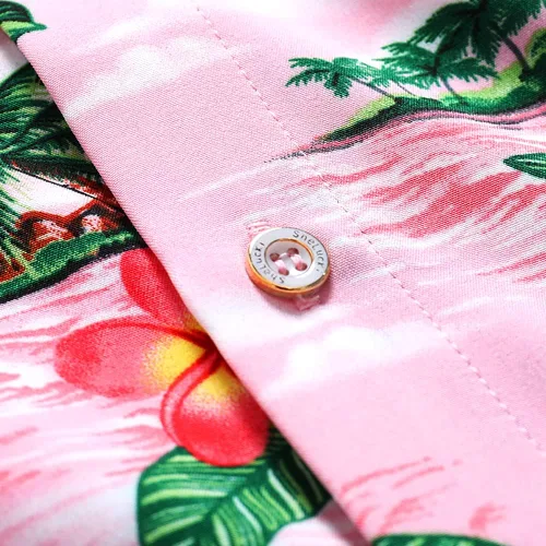 Vista 6 de SheLucki - Camisa hawaiana para hombre, unisex, casual, manga corta, con botones, estampada con sombra de palmeras, para el verano en la playa