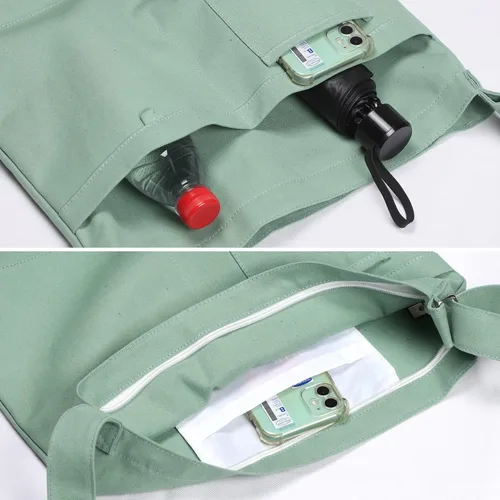 Vista 5 de WantGor Bolso de lona para mujer, bolso cruzado grande para el hombro, bolsos estilo hobo casuales para el trabajo