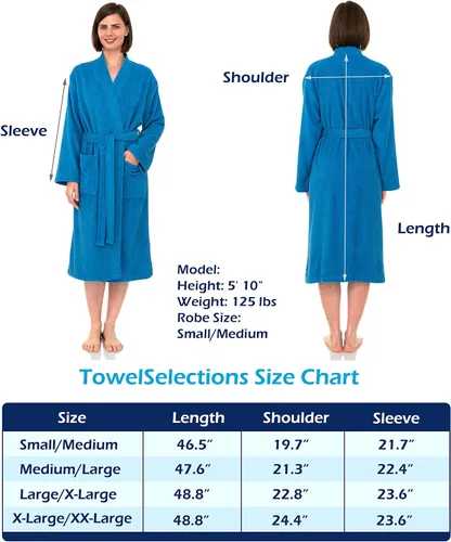 Vista 6 de TowelSelections Terry bata de baño tipo kimono de algodón turco, fabricada en Turquía, para mujer