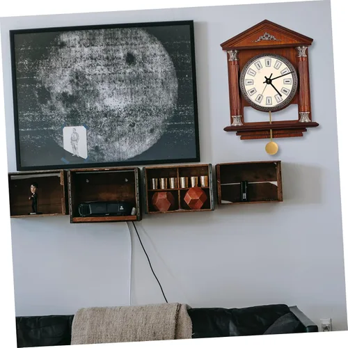 Vista 6 de DOITOOL Reloj de pared de cuarzo, mecanismo de reemplazo de reloj de péndulo, pieza de reloj de pared, reloj de pared dorado, kit de moda antigua