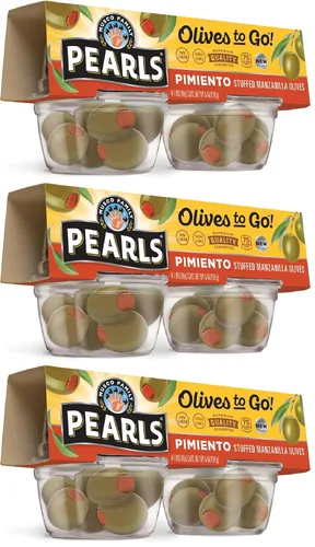 Vista 11 de Pearls Olives To Go - Aceitunas rellenas de Manzanilla, paquete de 24, tazas de 1.6 onzas