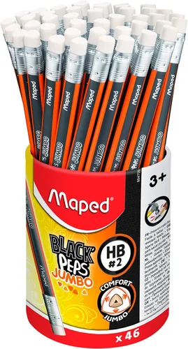 Vista 3 de Maped Black'Peps 854759 - Lápices triangulares jumbo de grafito #2, paquete de 46